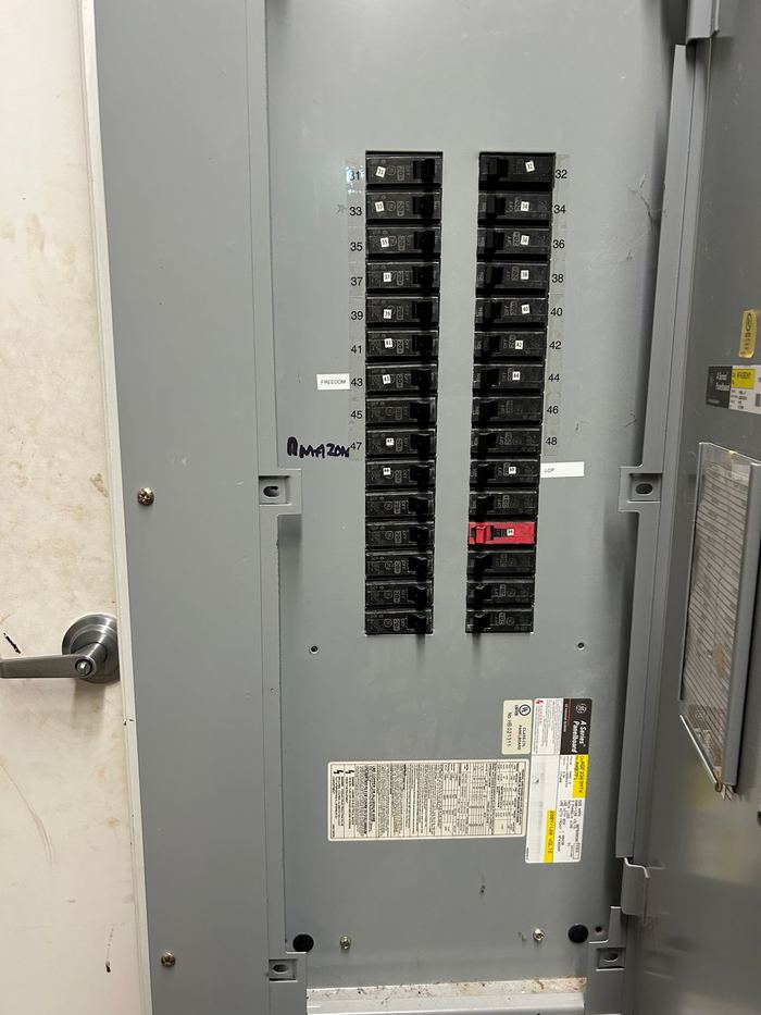 Large commercial breaker panel installed by TK Electric