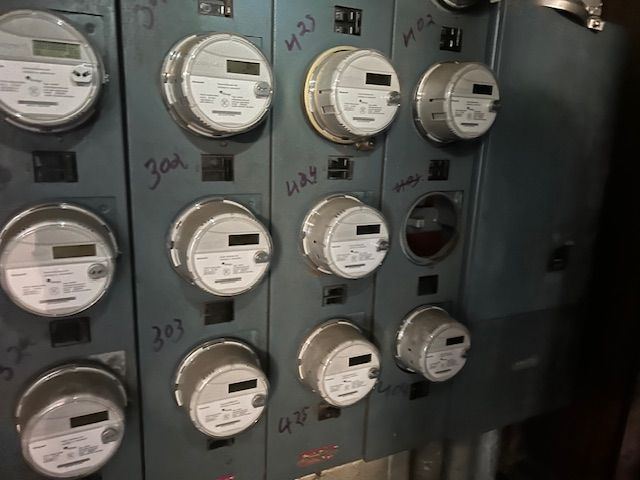 Multi-unit electric meter bank installed by TK Electric