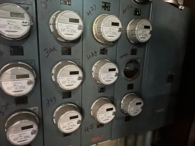 Multi-unit electric meter bank installed by TK Electric