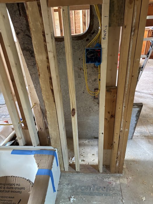 Electrical rough-in wiring during a home renovation by TK Electric