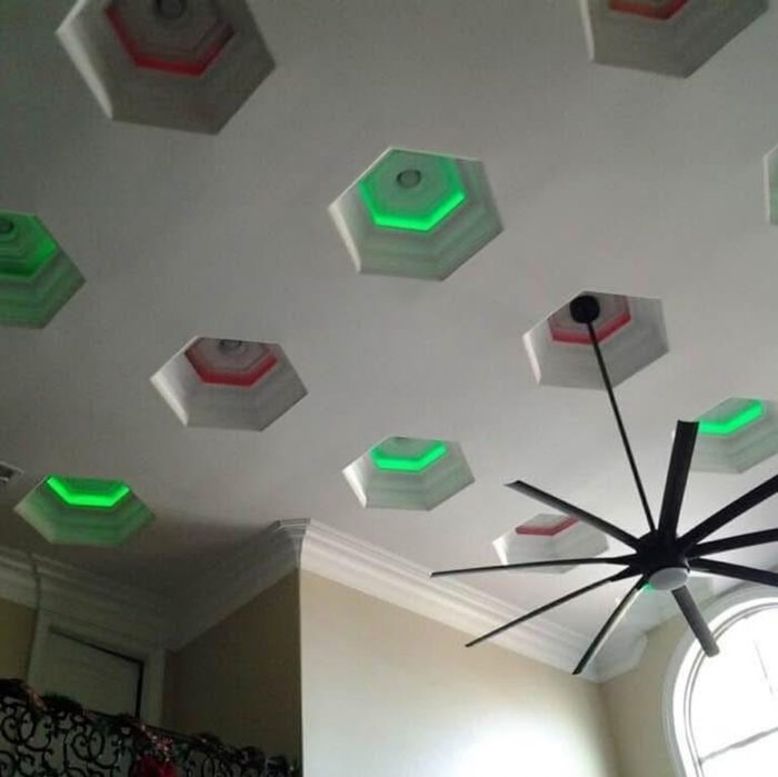 Smart color-changing ceiling light panels installed by TK Electric