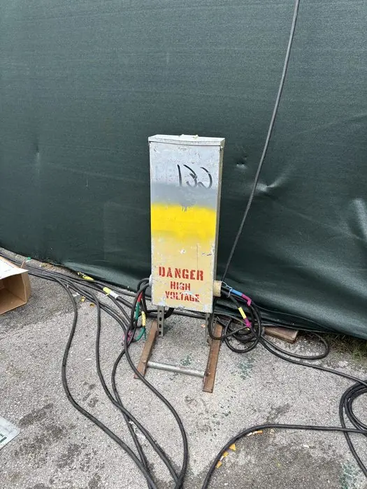 Temporary high-voltage power box set up by TK Electric